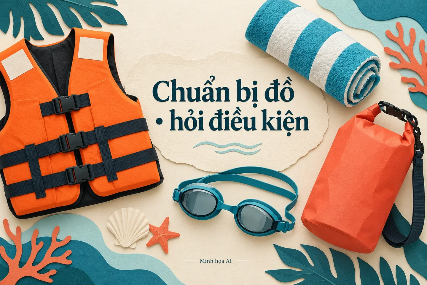 Minh họa AI đồ dùng hoạt động nước và lời nhắc hỏi điều kiện tham gia