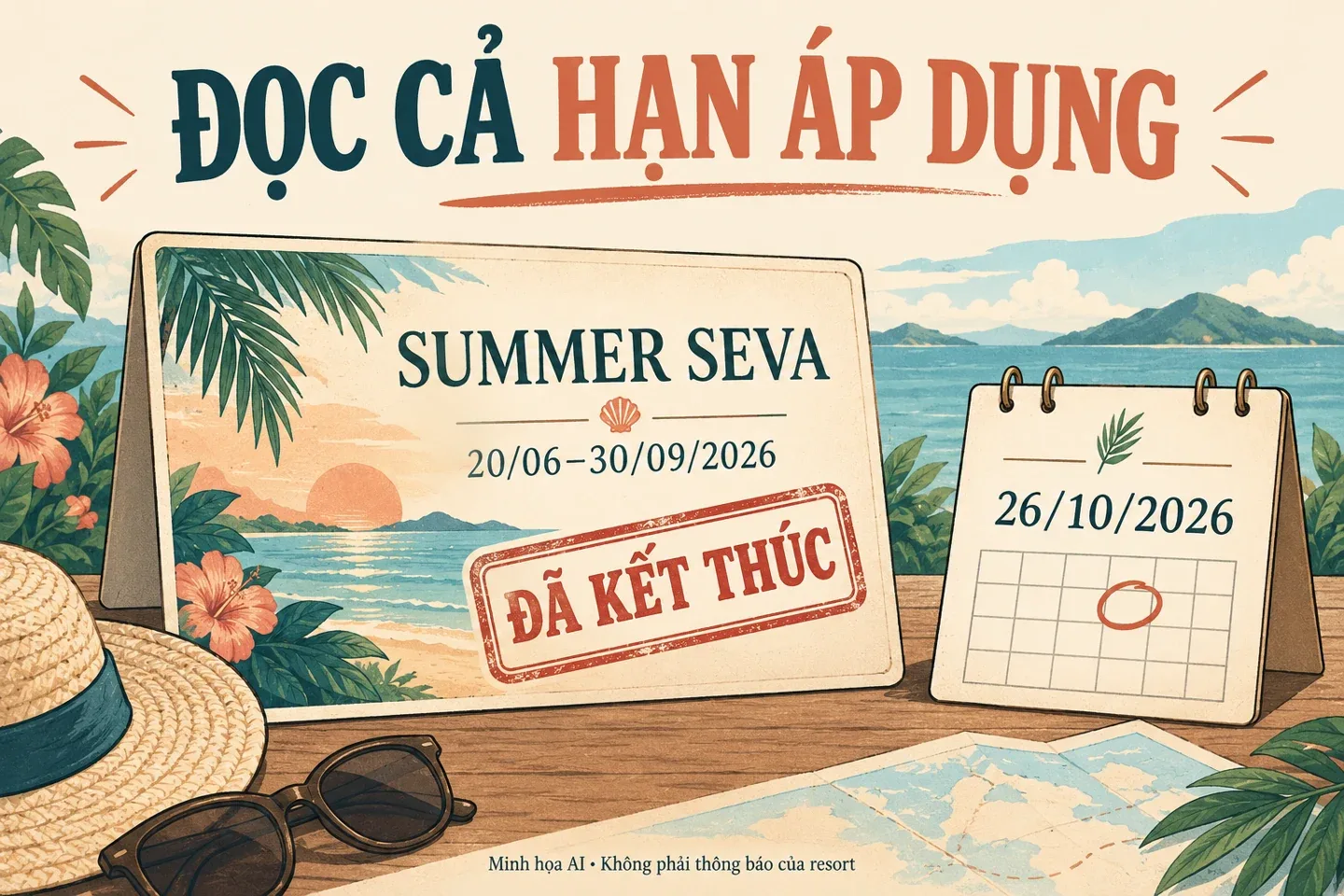 Minh họa AI lịch Summer Seva kết thúc ngày 30/09/2026, đối chiếu ngày 26/10/2026