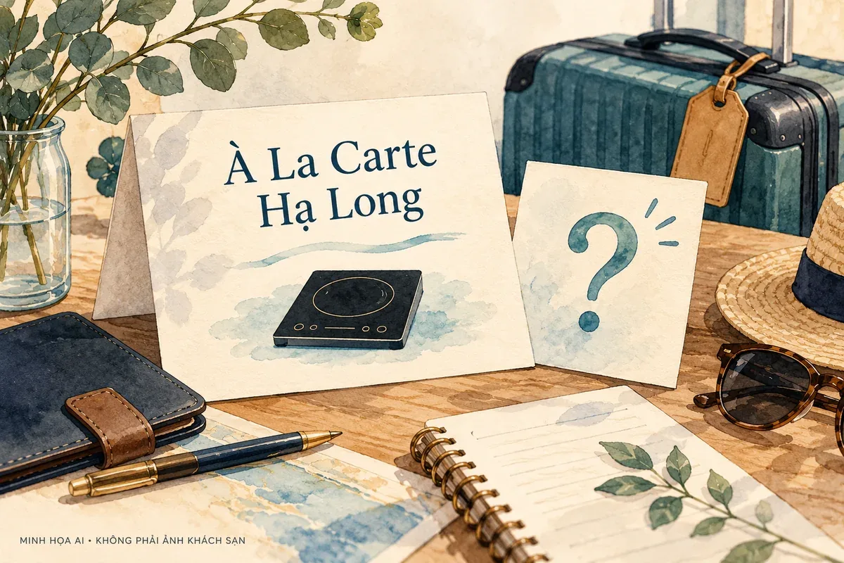 Minh họa AI: kiểm tra quyền dùng bếp khi đặt À La Carte Hạ Long, không phải ảnh khách sạn