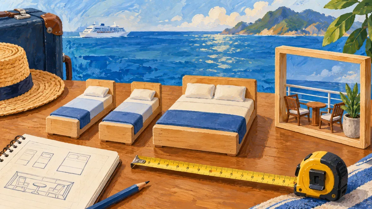 Minh họa AI bằng mô hình giường và ban công để đối chiếu cấu hình phòng