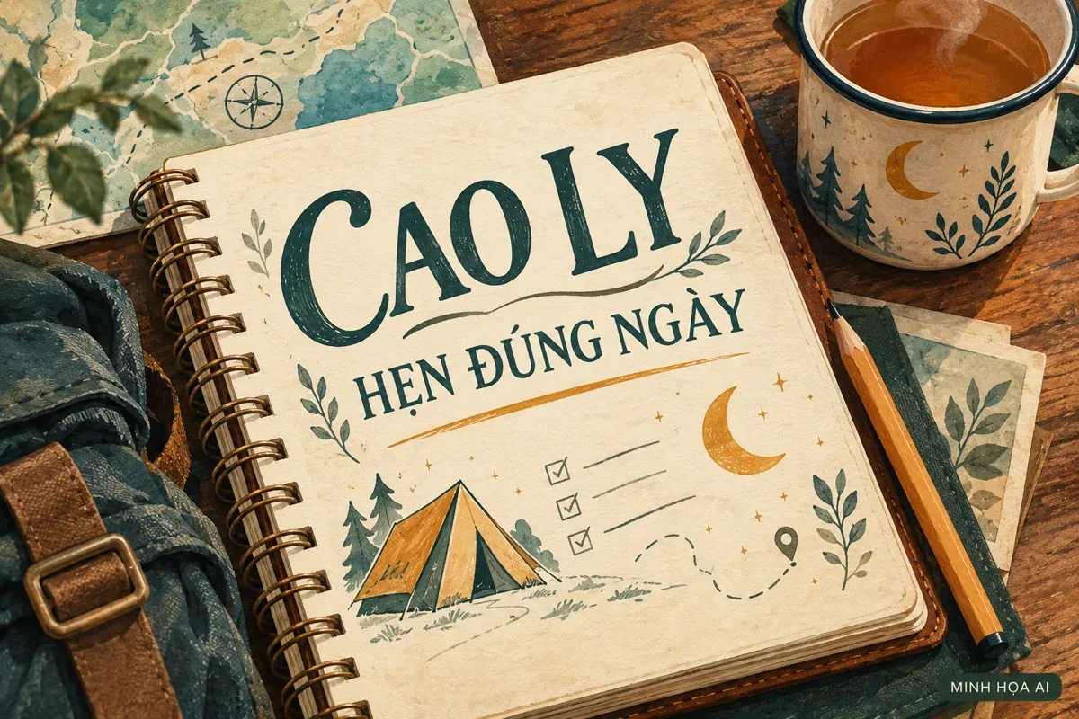Minh họa AI: sổ lên kế hoạch Cao Ly và lời nhắc hẹn đúng ngày
