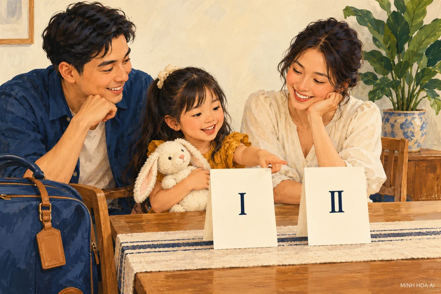 Minh họa AI gia đình so sánh tàu Grand Pioneers I và II trước khi đặt