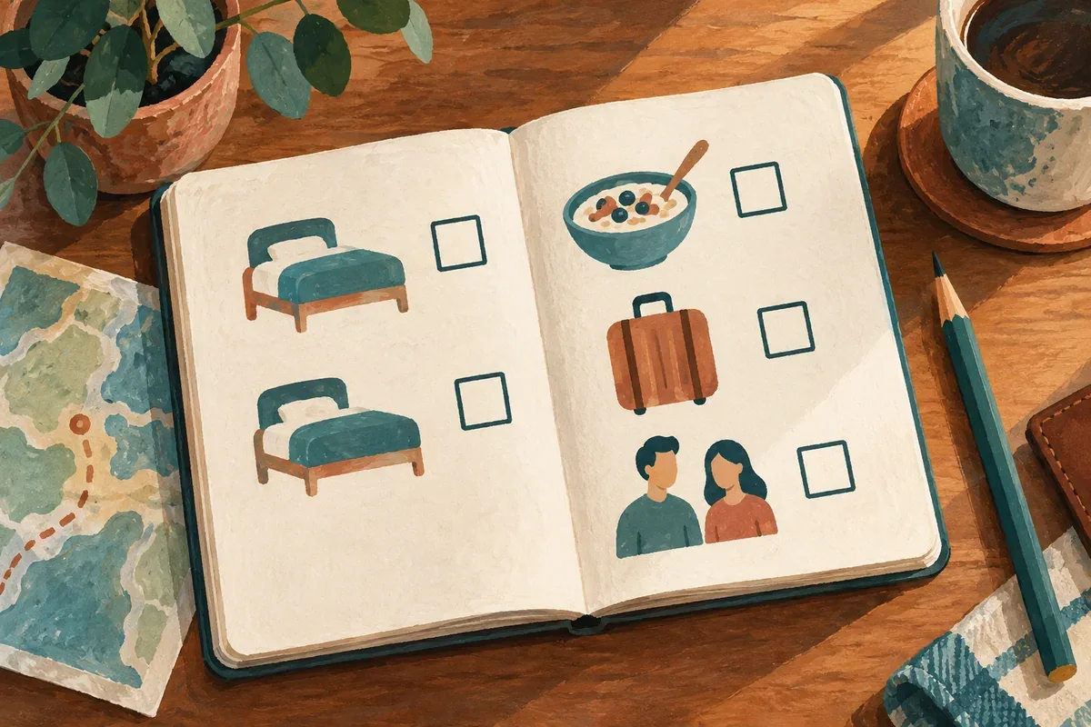 Minh họa AI: ghi lại loại giường, số khách và bữa sáng cần xác nhận