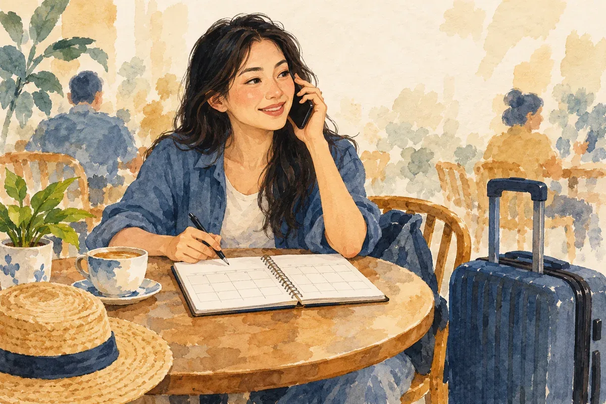 Minh họa AI: khách gọi xác nhận yêu cầu đặt phòng và ngày lưu trú