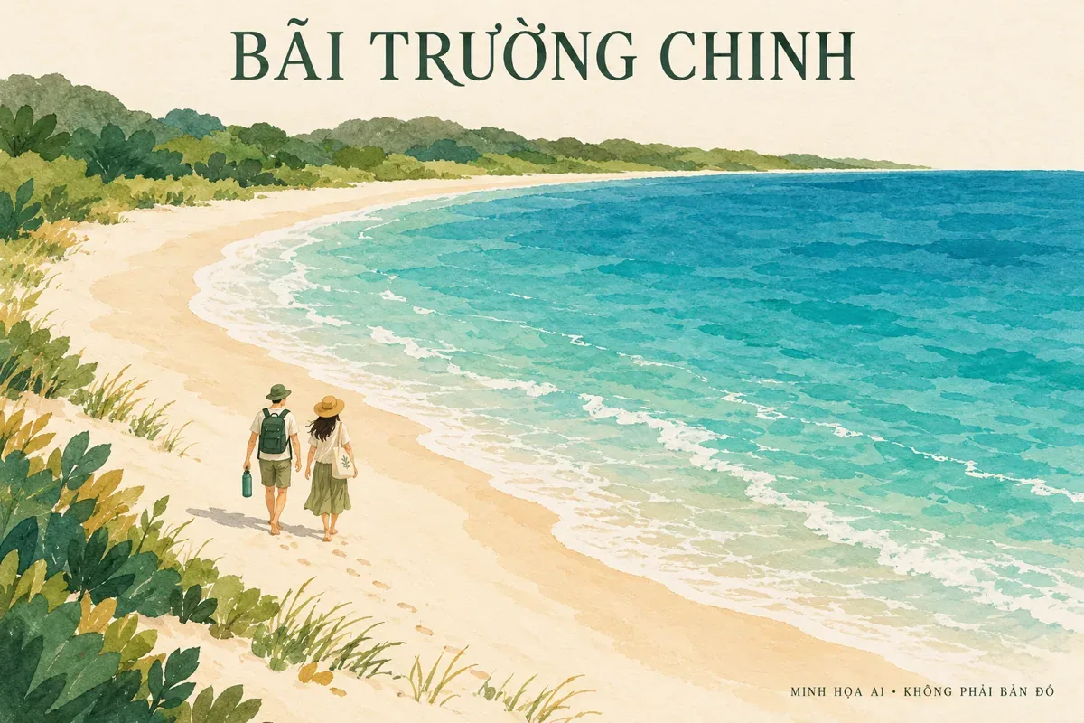 Minh họa AI khái niệm dạo bãi Trường Chinh, không phải ảnh hiện trạng hoặc bản đồ