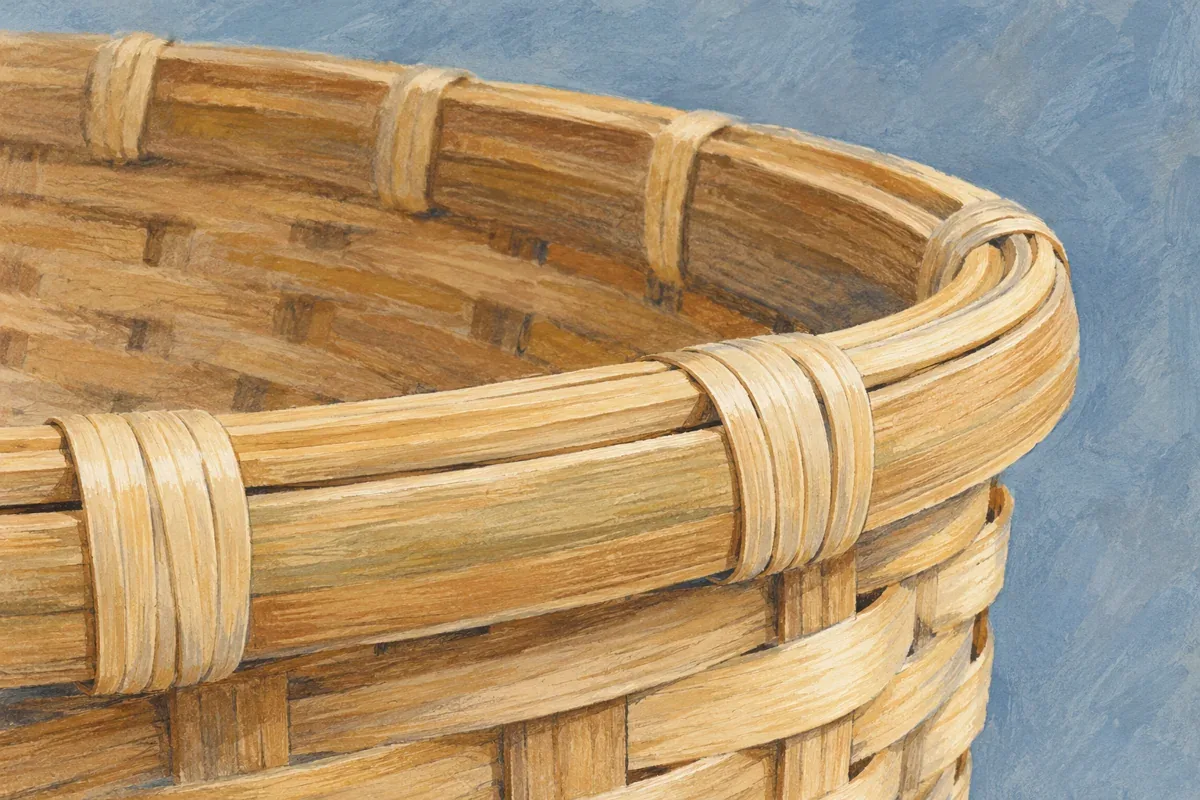 Minh họa AI vành đồ đan bằng tre, không phải sản phẩm Ba Chẽ thực tế